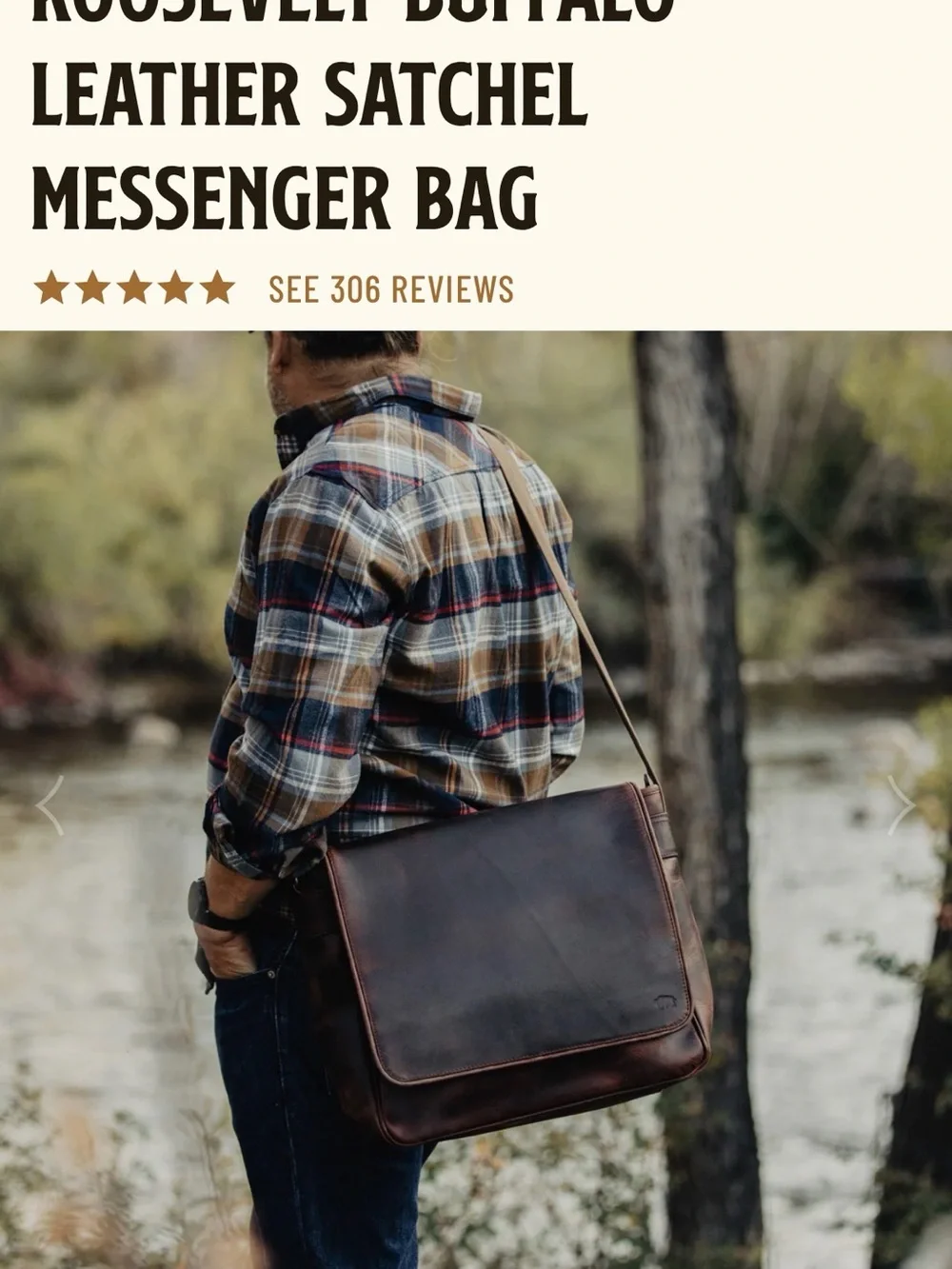 Roosevelt Buffalo Leather Messenger Bag - Dark Brown